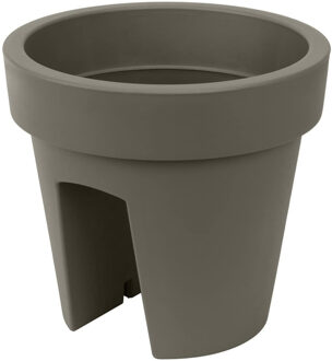 Bloempot/plantenpot - taupe - kunststof - D25 cm - 5 liter - geschikt voor een balkon - Plantenpotten