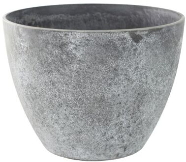 Bloempot/plantenpot van gerecycled kunststof betongrijs D43 en H33 cm - Plantenpotten