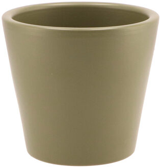 bloempot/plantenpot - Vinci - olijfgroen mat - voor kamerplant - D13 x H15 cm - Plantenpotten