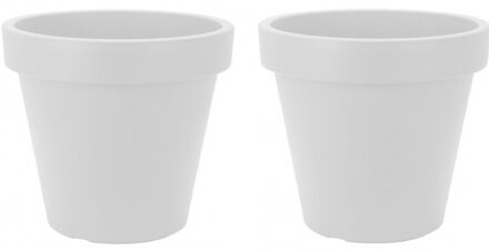 Bloempot/plantenpot voor binnen en buiten - 2x - D40 x H35 cm - wit - kunststof