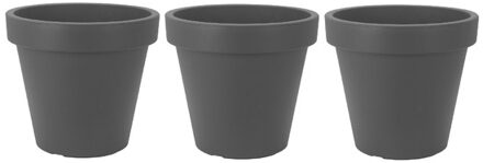 Bloempot/plantenpot voor binnen en buiten - 3x - D25 x H23 cm - antraciet - kunststof