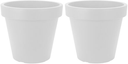 Bloempot/plantenpot voor binnen en buiten - 4x - D25 x H23 cm - wit - kunststof