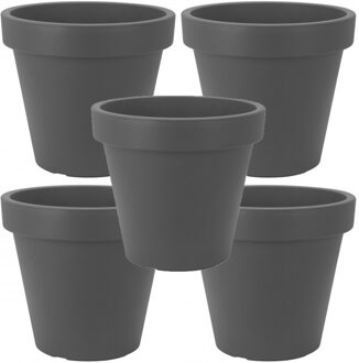 Bloempot/plantenpot voor binnen en buiten - 5x - D40 x H35 cm - antraciet - kunststof