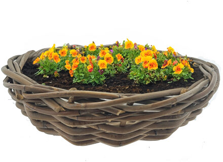 Bloempot Schaal Rotan Antique Grey D41h12 Cm Van Der Leeden