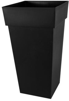 Bloempot Toscane vierkant kunststof antraciet L43 x B43 x H80 cm - Plantenpotten Grijs