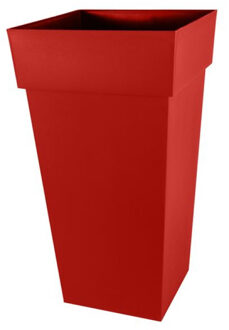 Bloempot Toscane vierkant kunststof rood L43 x B43 x H80 cm - Plantenpotten