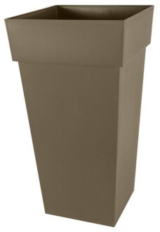 Bloempot Toscane vierkant kunststof taupe L43 x B43 x H80 cm - Plantenpotten