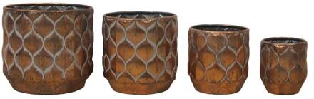 Bloempotset 4-delig metaal met plastic goud