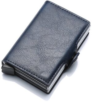 Blokkeren Bescherming Mannen Id Credit Card Houder Portemonnee Lederen Metalen Aluminium Business Bank Card Case Creditcard Kaarthouder Blauw