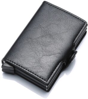 Blokkeren Bescherming Mannen Id Credit Card Houder Portemonnee Lederen Metalen Aluminium Business Bank Card Case Creditcard Kaarthouder zwart