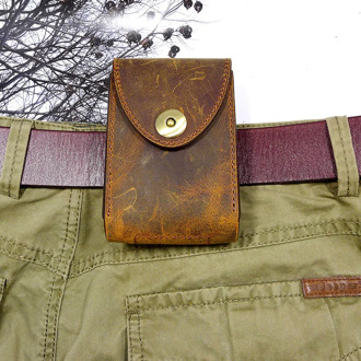 blongk Genuine Leather Waist Pack Mini Belt Bag Portable Folding Glasses Box Card Holder Coin Purse Car Key Case Men BGK-ZD