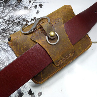 blongk Horizontal Multifunctional Genuine Leather Zippered Driver's License Case Card & ID Holder Car Key on Belt Waist Pack LLH