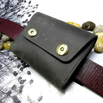 blongk Zippered Waist Pack Leather Belt Bag Driver's License Case Card Holder Wallet Coin Purse Car Key Bag Men LBHD-J