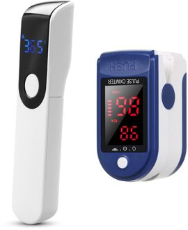Blood Oxygen Monitor Non-Contact Thermometer Ir Infrarood Sensor Voorhoofd Led Digitale Display ℃/℉ Unit Koorts Alarm draagbare wit