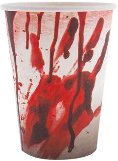 Bloodlust Halloween Bekers (8st) Rood - Zalm, Wit - Transparant