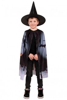 Bloody Halloween Cape Kind met Hoed Zwart, Zilver - Grijs