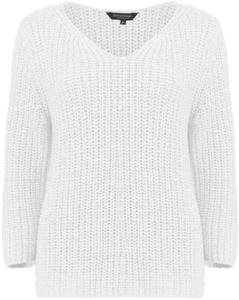 Bloomings V-hals Pullover 3/4 Mouw Bloomings , White , Dames - 2Xl,Xl,L,M