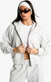 Blootgestelde Naad Oversized Hoodie Met Ritssluiting, Ash Grey - XL