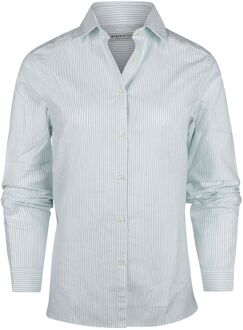 Blouse Bibi Oxford Streep Dames Mintgroen Lichtblauw - XS