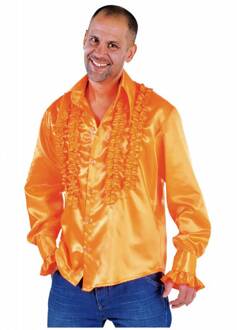 Blouse disco ruches populair oranje