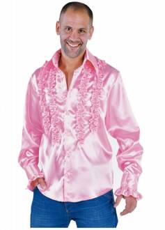 Blouse disco ruches populair roze