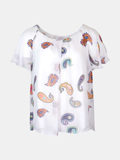 Blouse elba wit met multicolor paisley - maat S