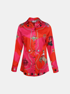 Blouse francis bay western print luxe - maat M Rood