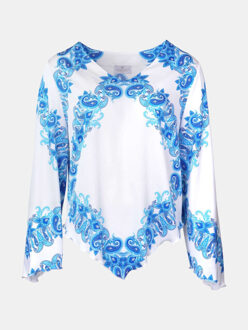 Blouse genua wit met paisley print - S
