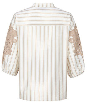Blouse hester-offwhite kint camel - maat M Veelkleurig