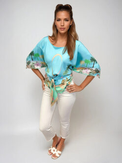 Blouse honolulu turquoise paradise print Veelkleurig - XXL