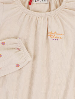Blouse jersey offwhite flower sleeves voor meisjes in de kleur Ecru - 92