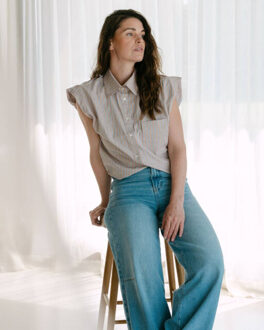 Blouse korte mouw billies6 Beige