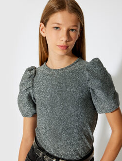 BLOUSE KORTE MOUW Korte mouw Ronde kraag Blouse Grijs