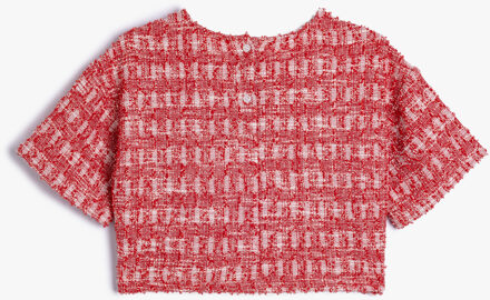 BLOUSE KORTE MOUW Korte mouw Ronde kraag Blouse Rood