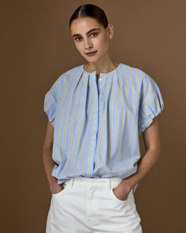 Blouse korte mouw l3032 leonie Blauw - 42