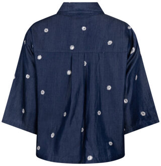 Blouse korte mouw nks02211 isa Blauw - XL