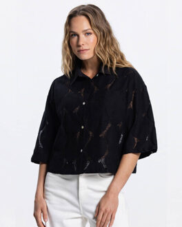 Blouse korte mouw quincey ss26 - maat 42 Zwart