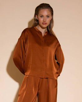 Blouse lange mouw 253-a3 poggy - maat XS Bruin