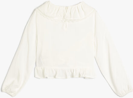 BLOUSE LANGE MOUW Lange mouw Babykraag Blouse Wit