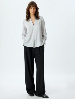 BLOUSE LANGE MOUW Lange mouw Bootkraag Blouse Grijs