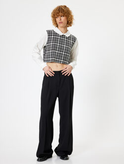 BLOUSE LANGE MOUW Lange mouw Overhemdkraag Blouse Zwart