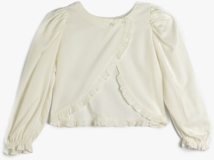 BLOUSE LANGE MOUW Lange mouw Rechte kraag Blouse Wit