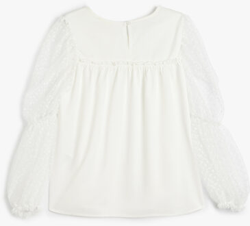 BLOUSE LANGE MOUW Lange mouw Ronde kraag Blouse Wit