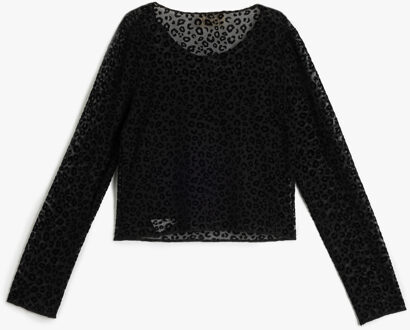 BLOUSE LANGE MOUW Lange mouw Ronde kraag Blouse Zwart