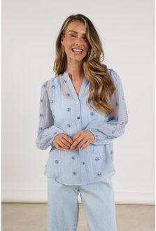 Blouse lange mouw nkf02059 rosan Blauw - S