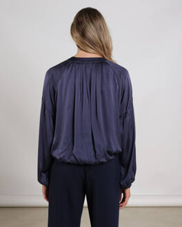 Blouse lange mouw nks02135 elly - maat M Blauw