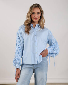 Blouse lange mouw nks02201 rosa Lichtblauw - XXXL