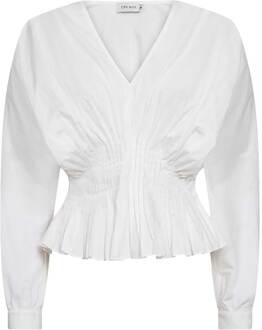 Blouse met ballonmouwen Poplin  wit