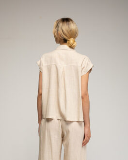 Blouse met borstzakken Beige