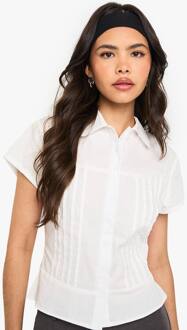 Blouse Met Geplooid Naaddetail En Peplum, White - 40
